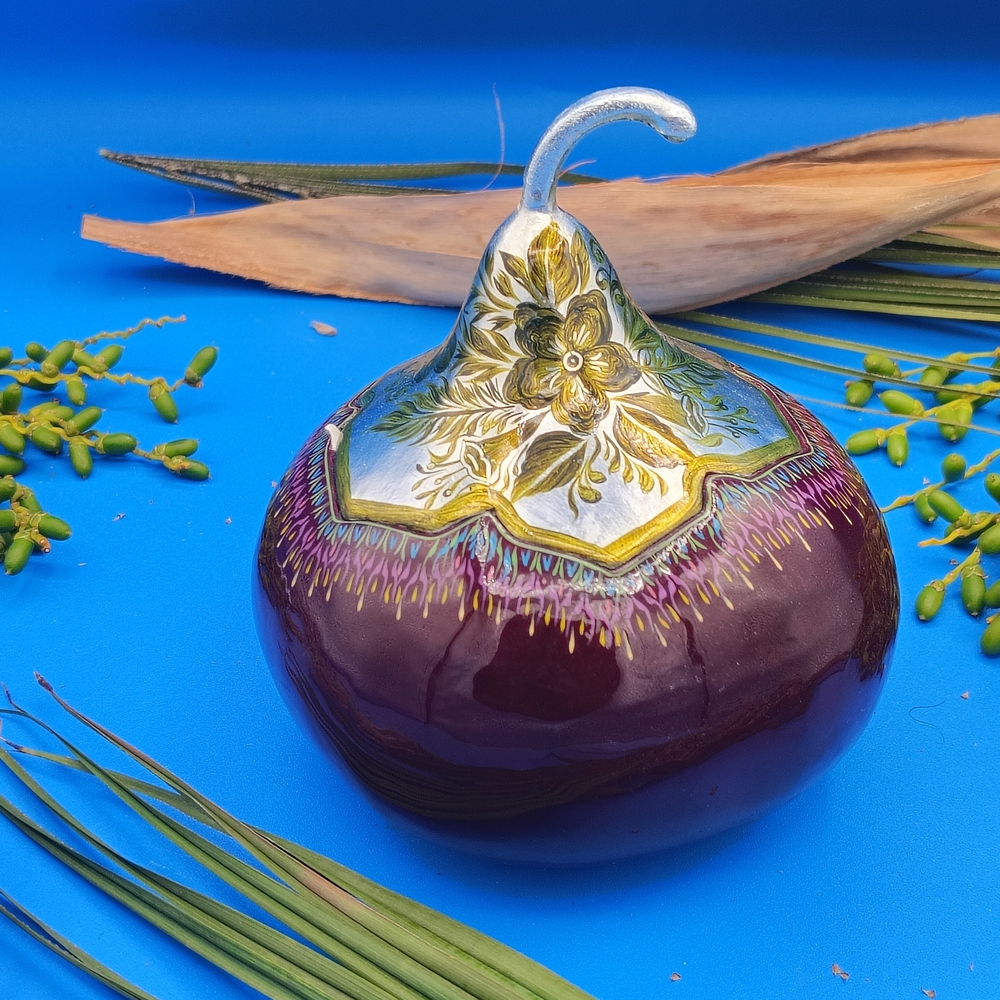 Elegant Purple and Silver Decorative Gourd